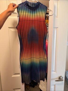 Sleeveless Rainbow Dot Bodycon Dress